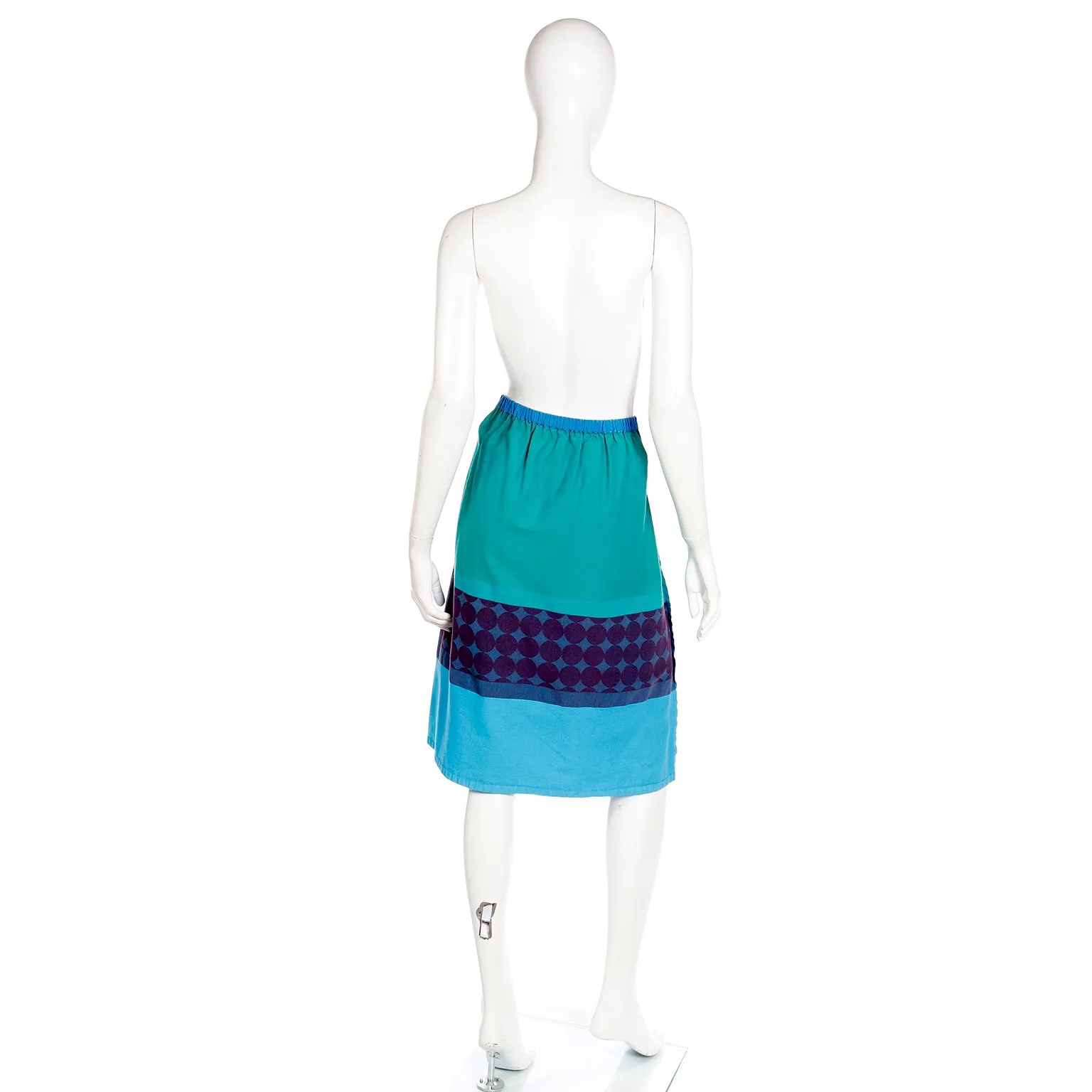 1990s A-Poc Issey Miyake Blue Green & Purple Vintage Cotton Skirt