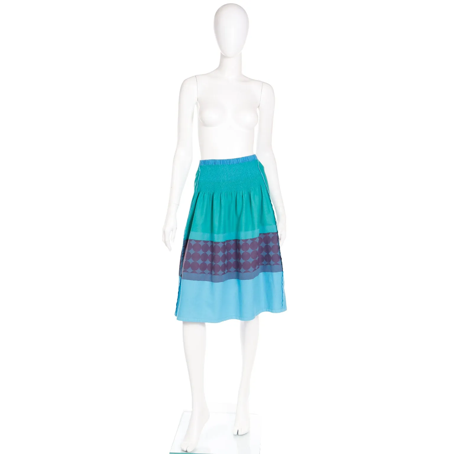 1990s A-Poc Issey Miyake Blue Green & Purple Vintage Cotton Skirt