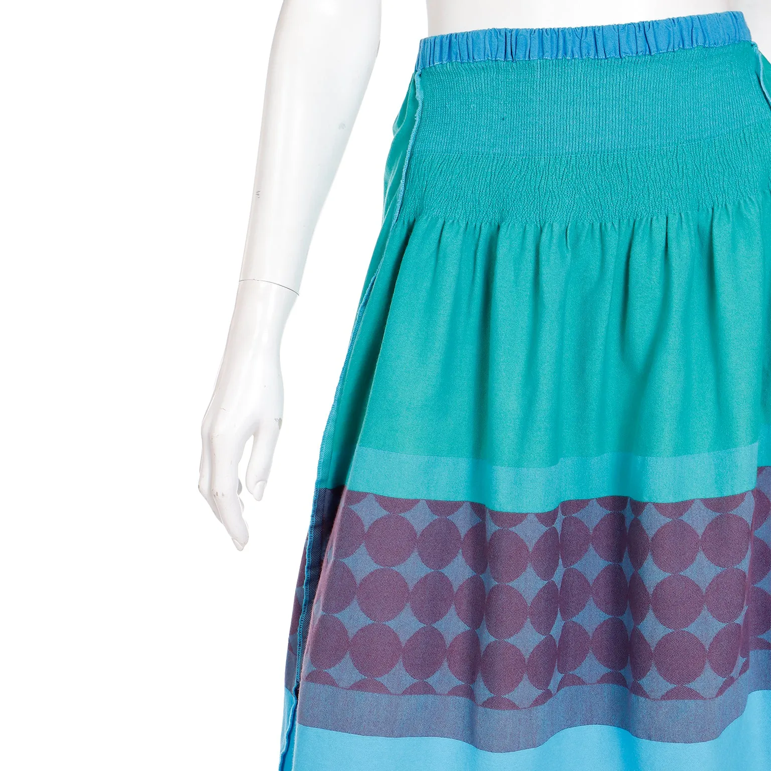 1990s A-Poc Issey Miyake Blue Green & Purple Vintage Cotton Skirt