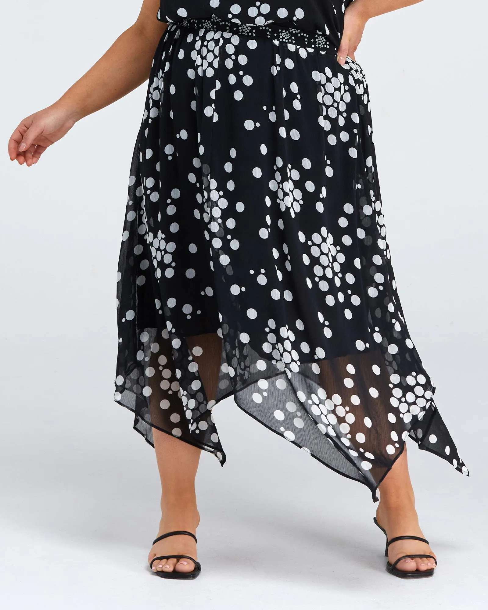 Adele Spot Skirt | Black/Milk