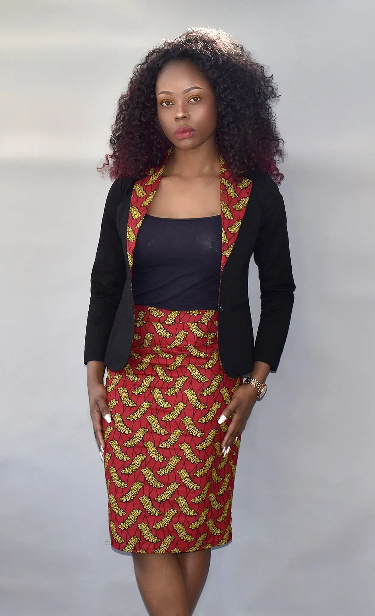 African Print Blazer Top- Esinu