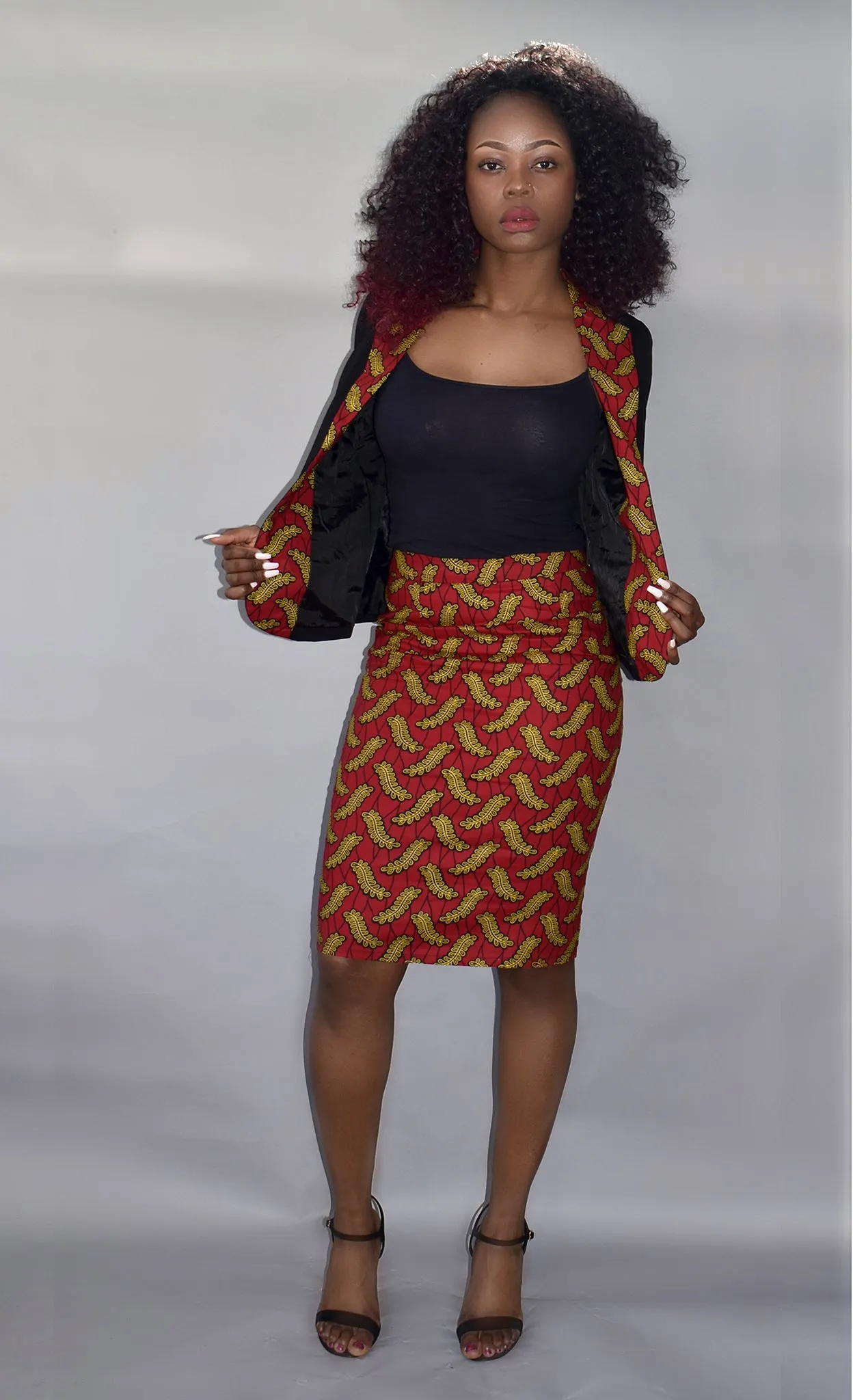 African Print Blazer Top- Esinu