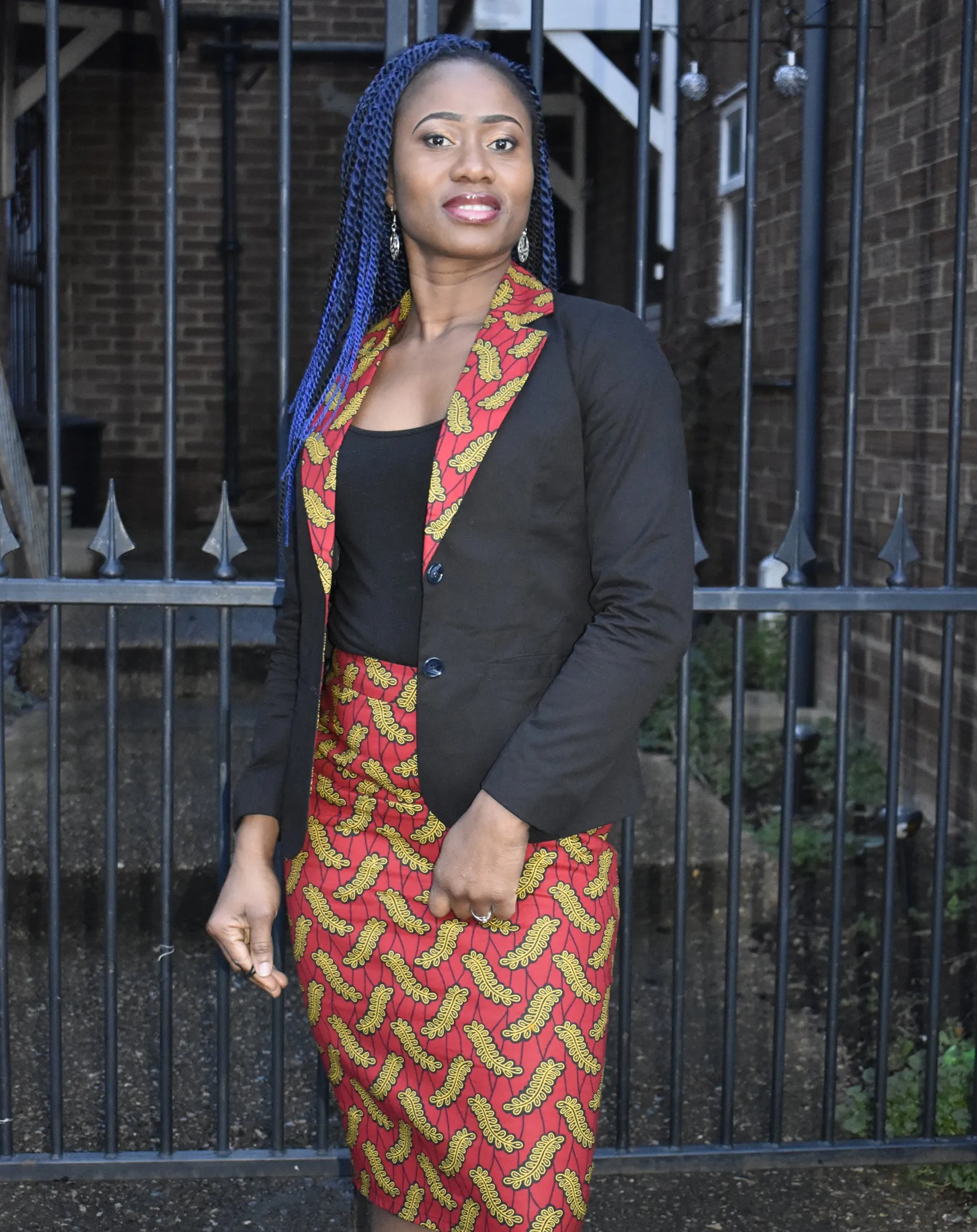 African Print Blazer Top- Esinu