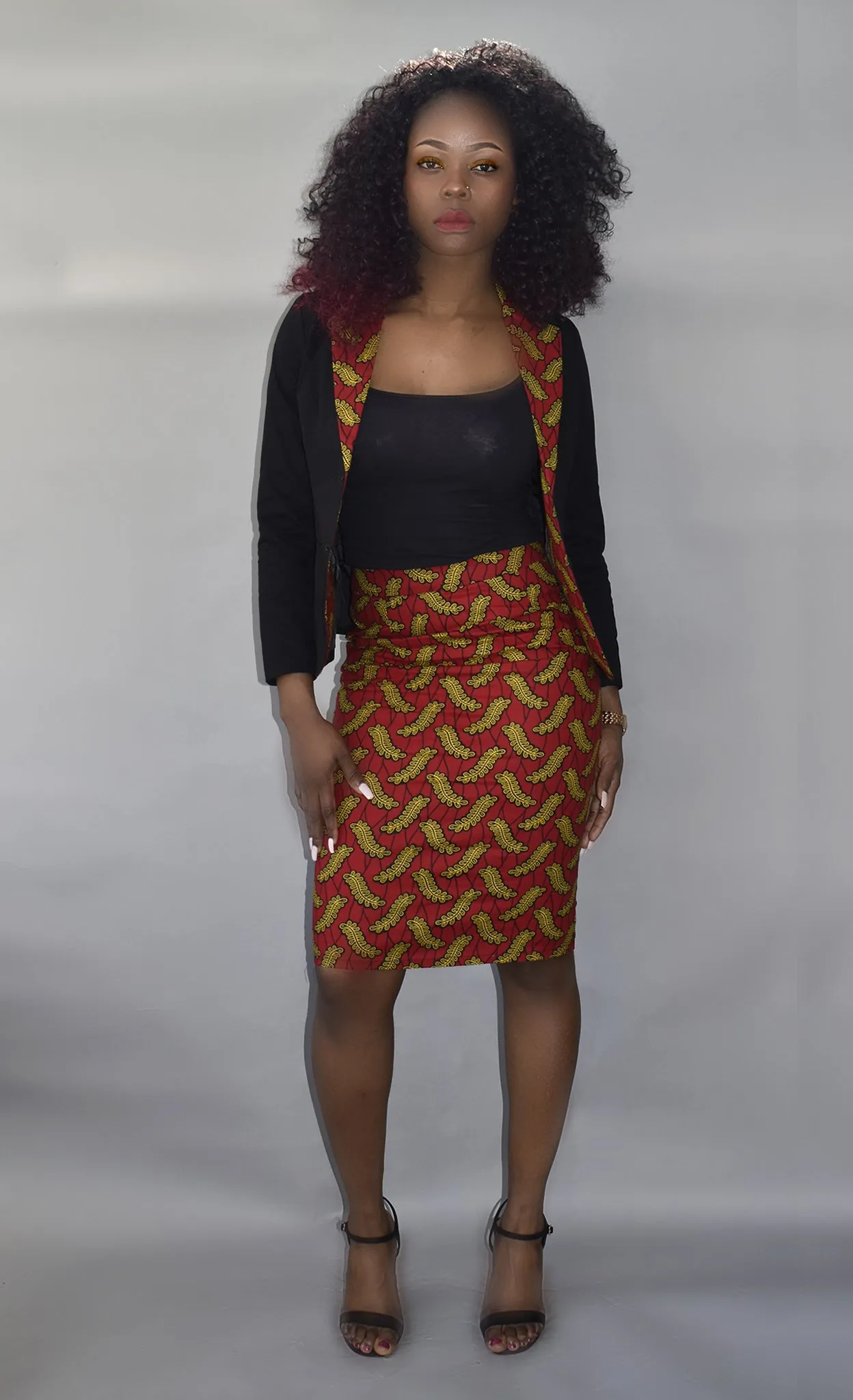 African Print Blazer Top- Esinu