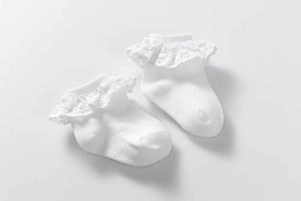 Amelia Socks with Lace - White