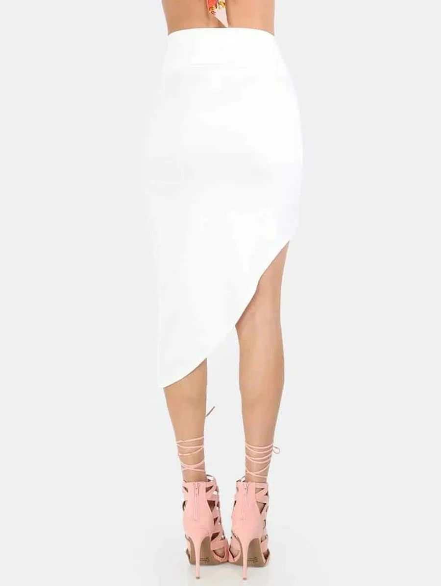 Asymmetrical Curved Hem Skirt