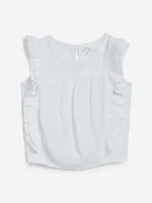 Baby HOP White Frill-Detailed Elane Top