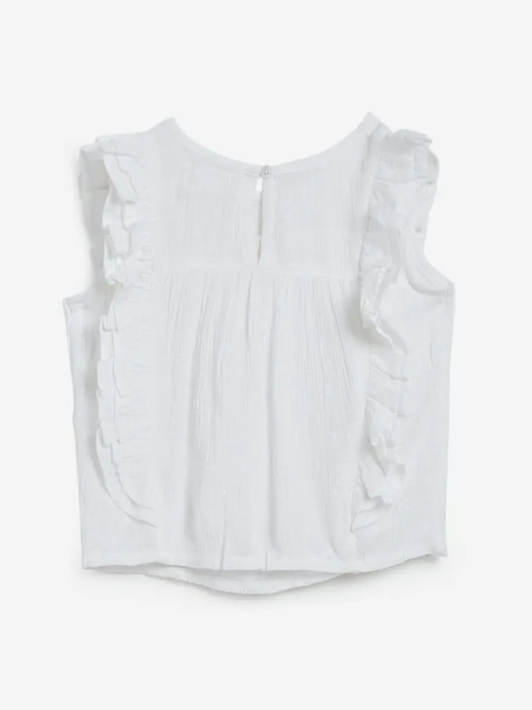 Baby HOP White Frill-Detailed Elane Top