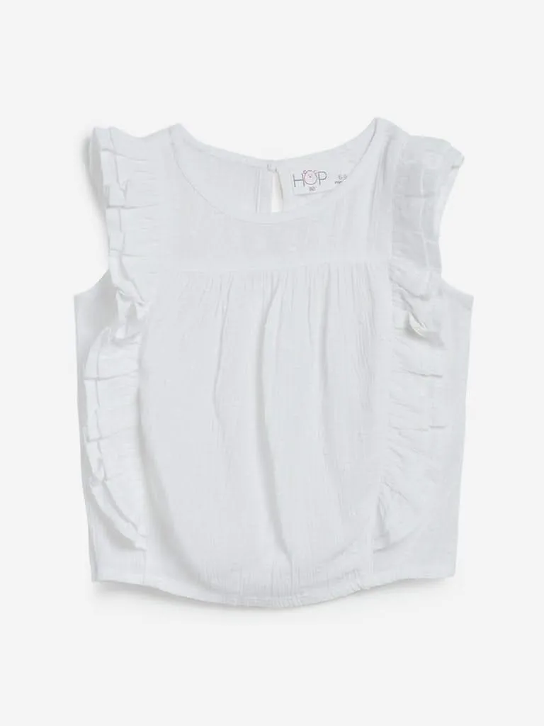 Baby HOP White Frill-Detailed Elane Top