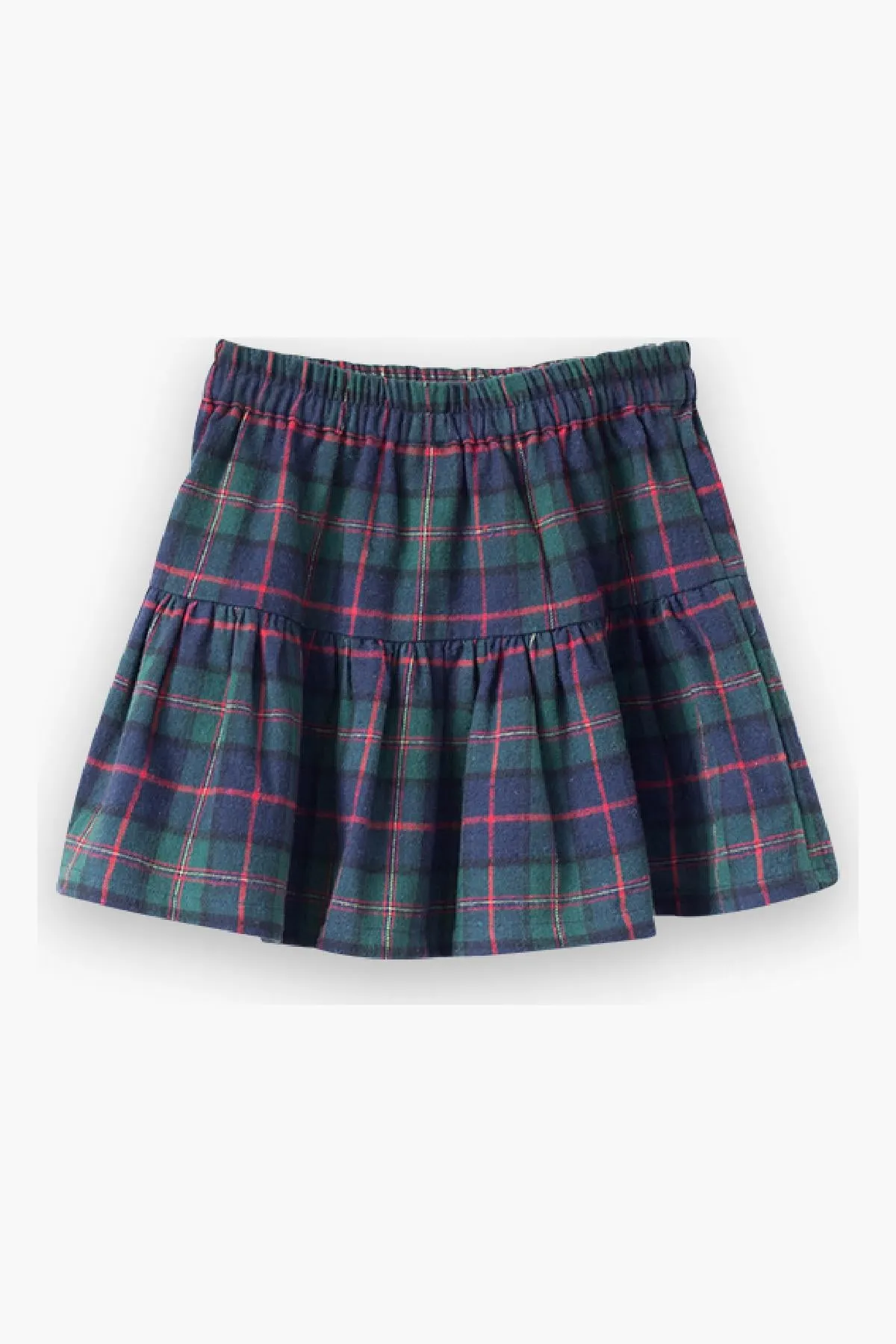 Beet World Tiered Girls Skirt - Green Plaid