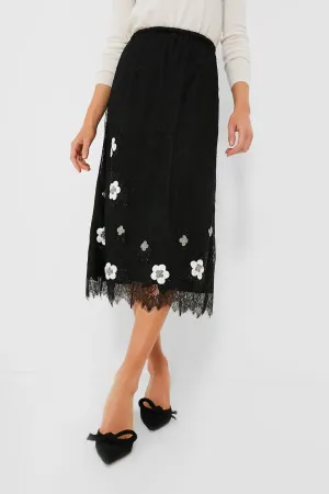 Black Bethany Lace Midi Skirt