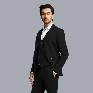 Black Plain Premium blended wool suiting fabric-D17269