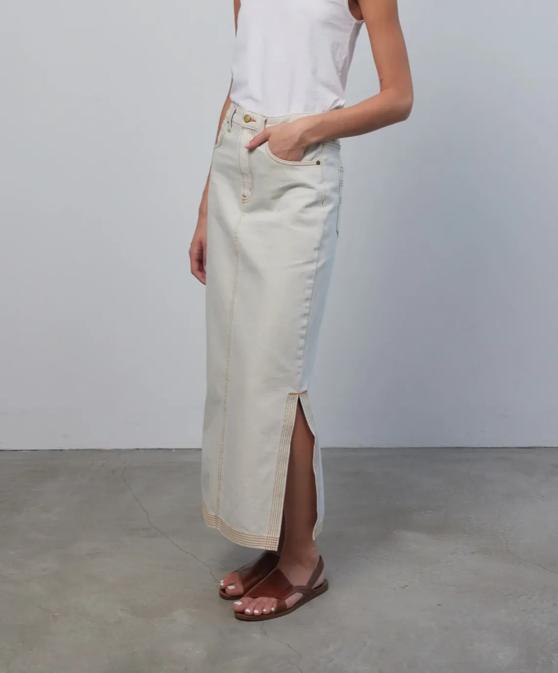 Carrara Jean Skirt, Tile White