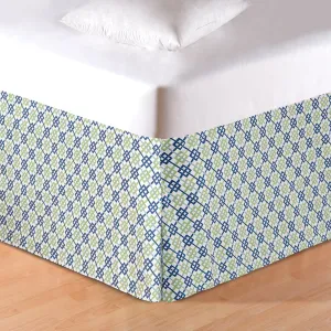 Chic Blue Lattice Bed Skirt