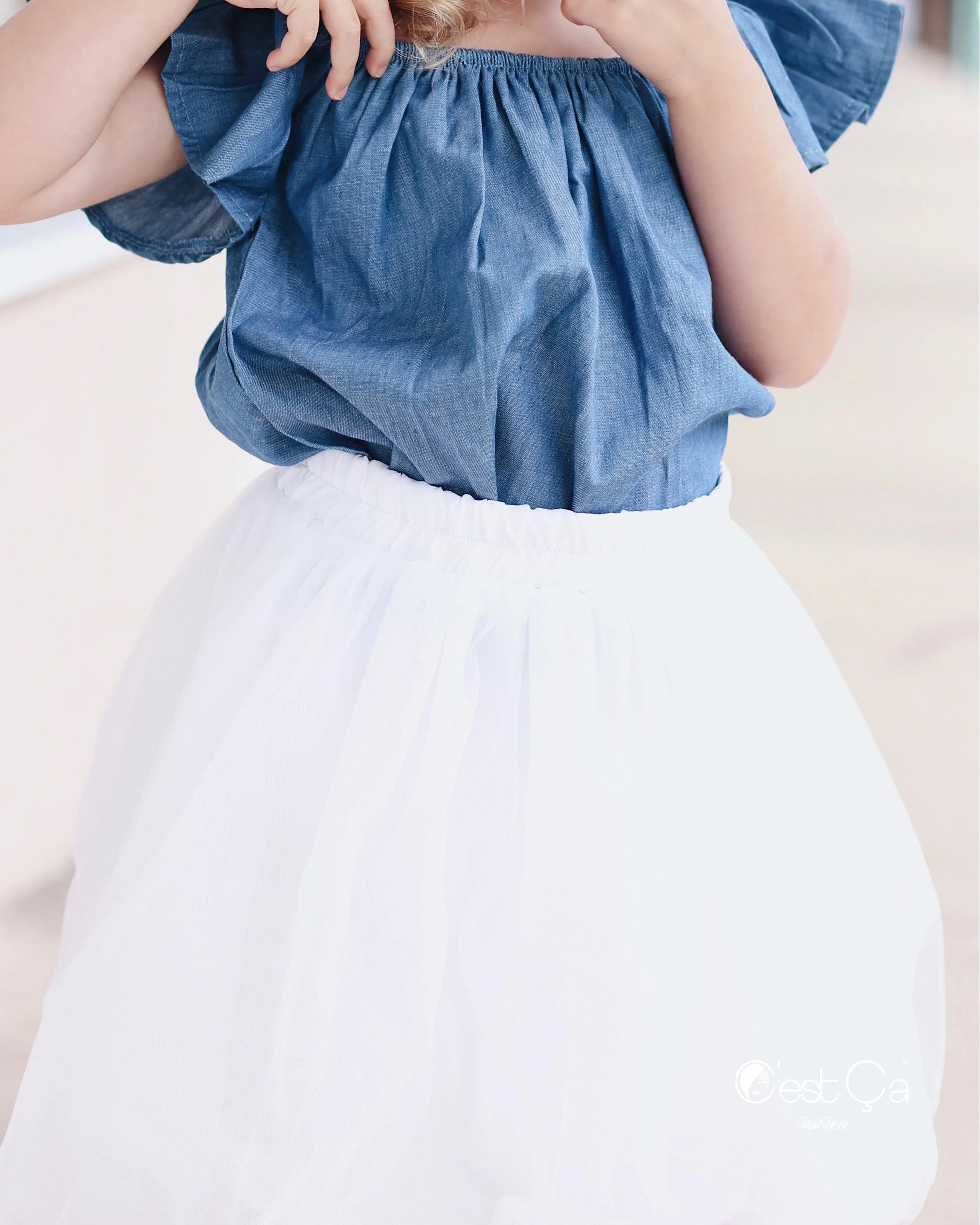 Claire Kids White Soft Tulle Skirt