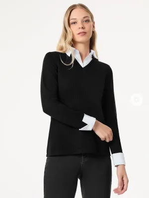 Collared Twofer Layered-Look Top