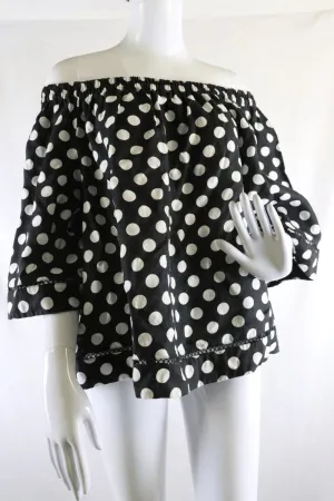 Country Road Black And White Polka Dot Top 12