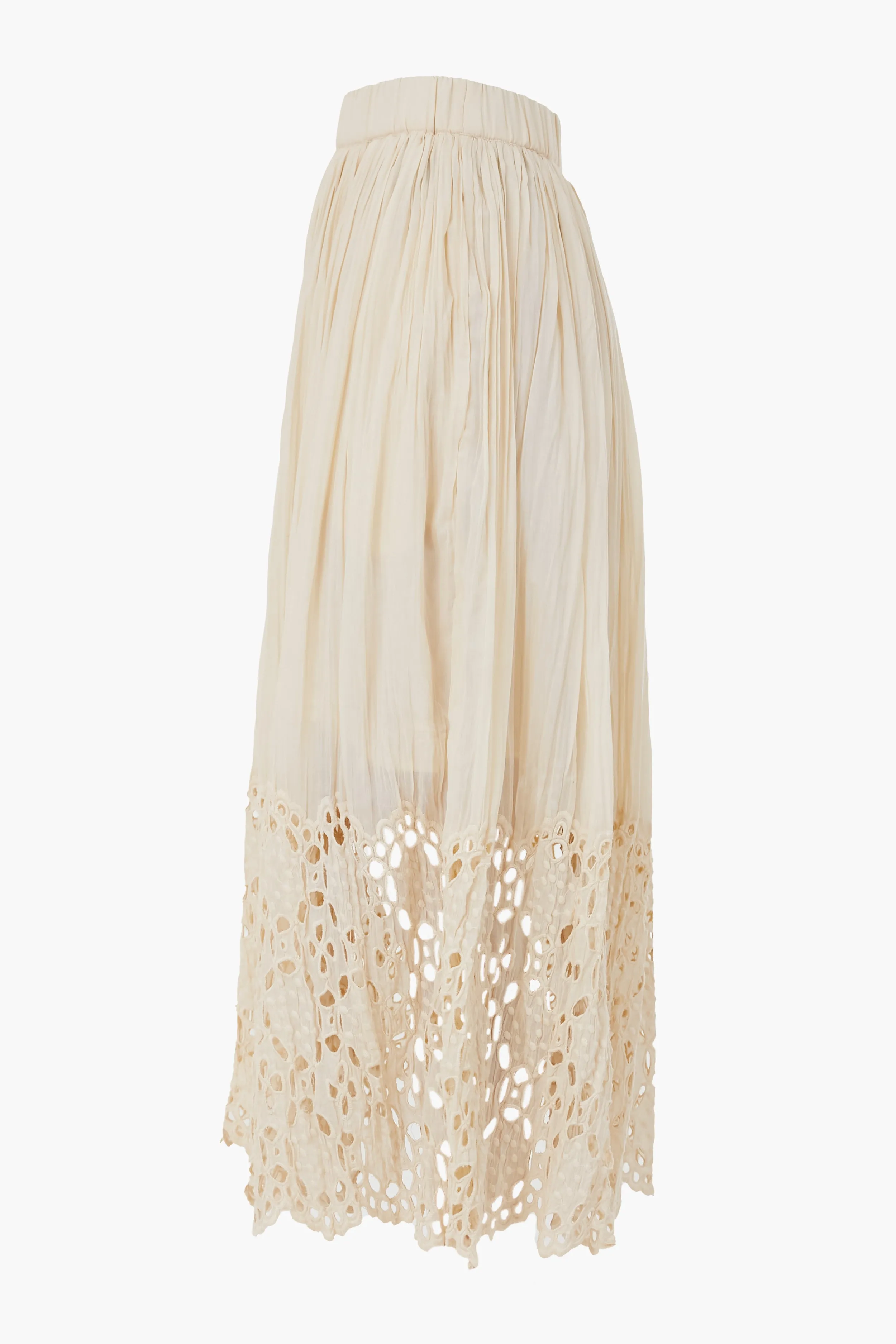 Cream Elyse Print Eyelet Skirt