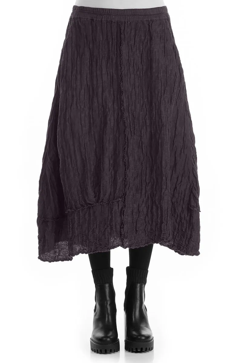 Crinkled Vintage Violet Silk Linen Skirt