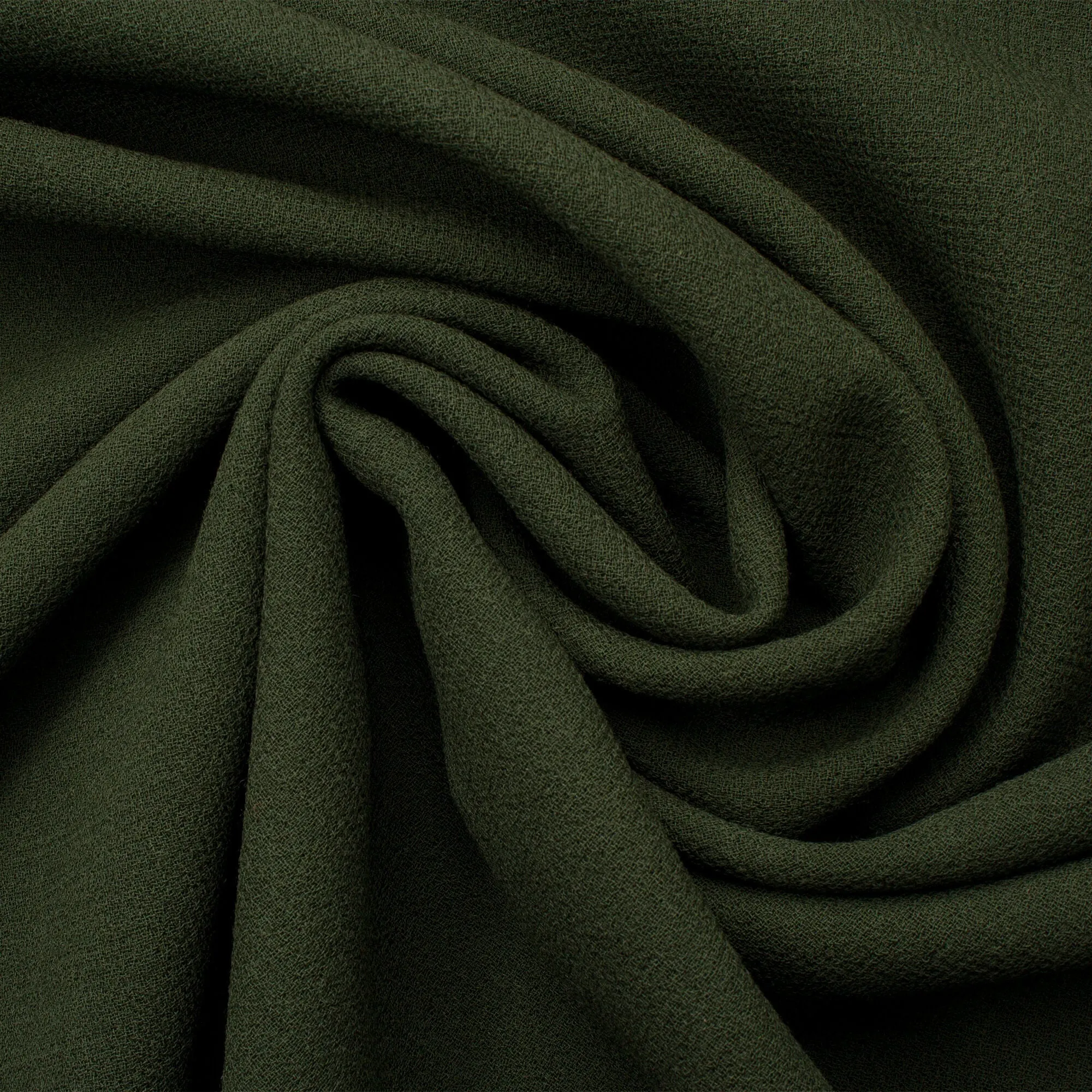 Dark Moss Green Double Wool Crêpe