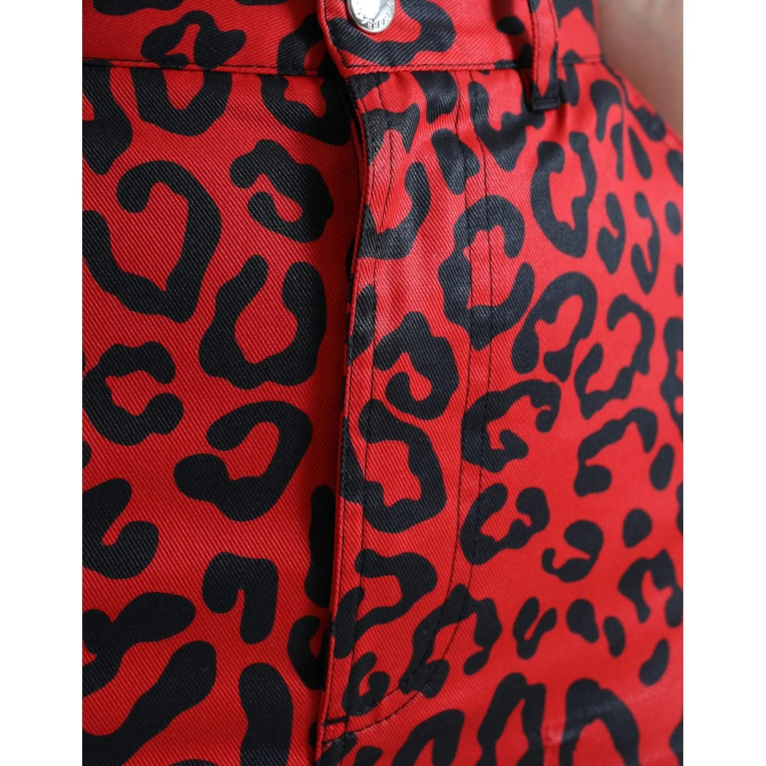 Dolce & Gabbana High Waist Red Leopard Mini Skirt