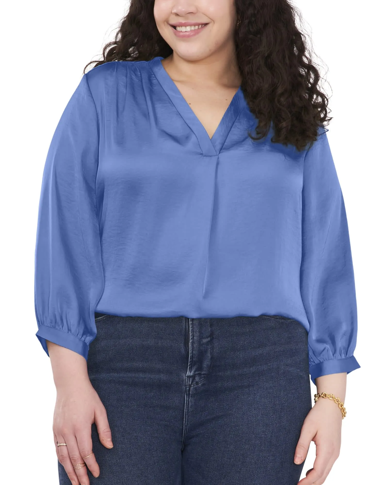 Everley V-Neck Blouse | BLUE JAY