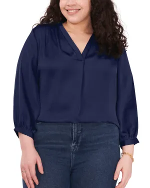 Everley V-Neck Blouse | CLASSIC NAVY