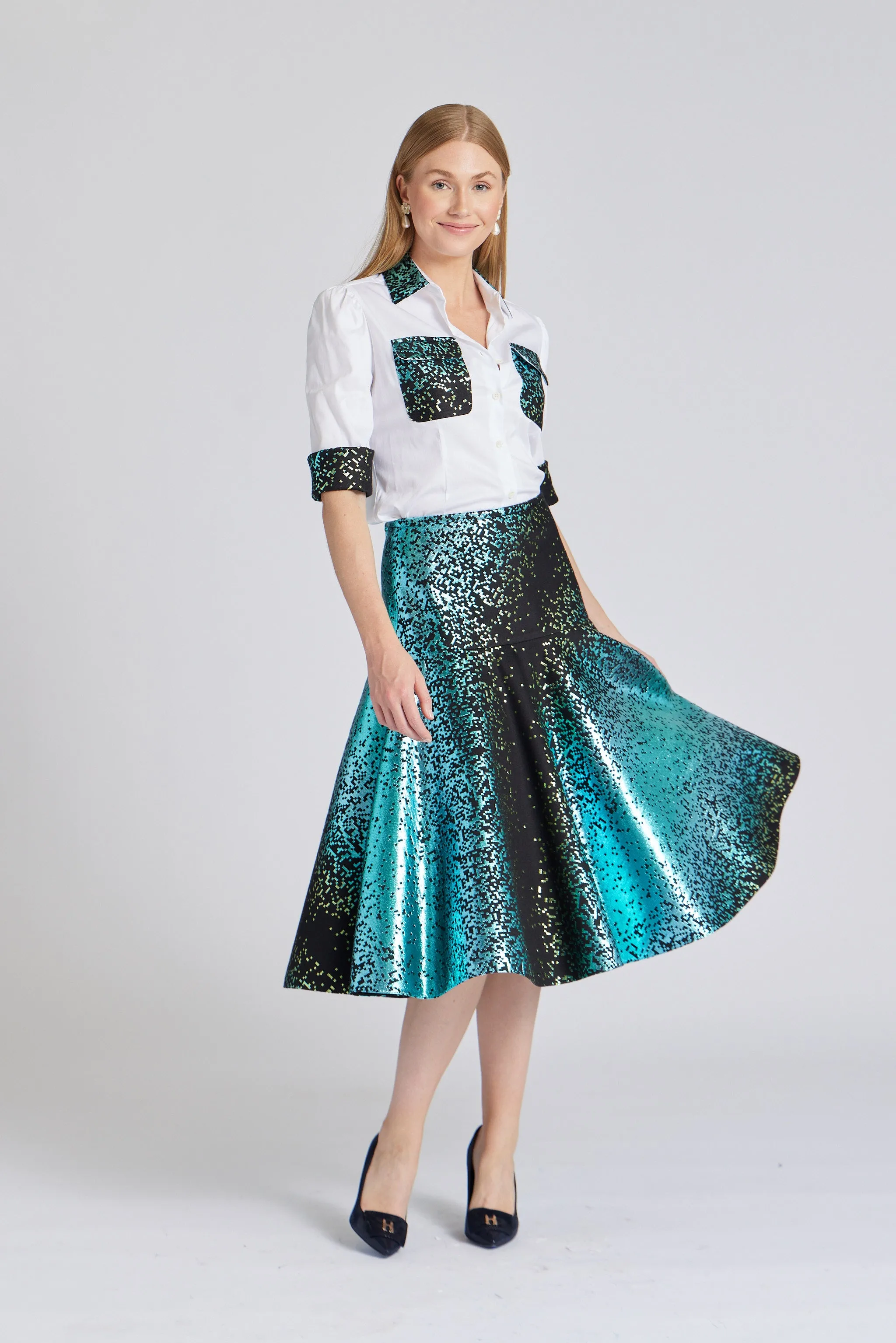 Fancy Camelia Skirt Green Sparkle