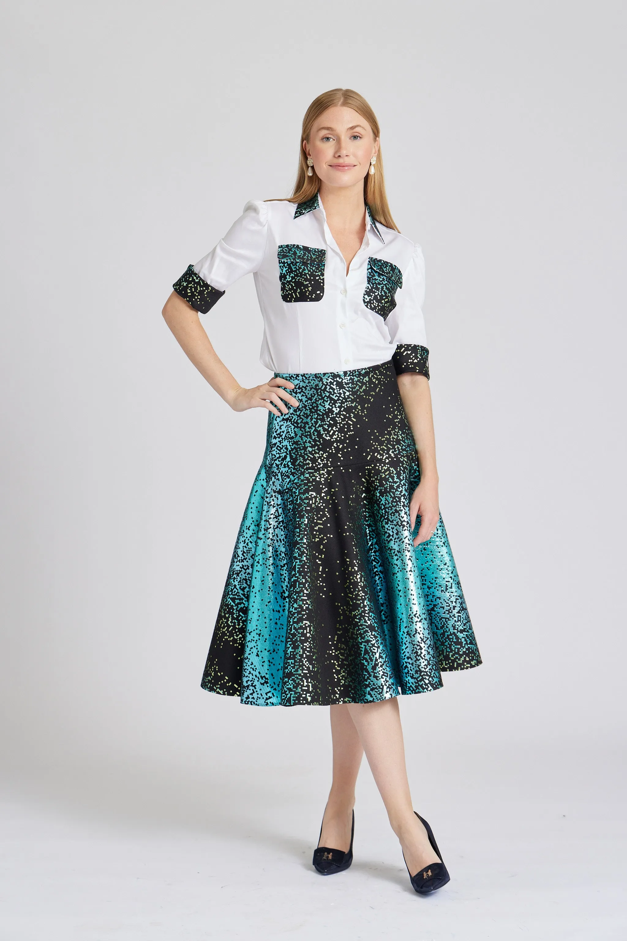 Fancy Camelia Skirt Green Sparkle