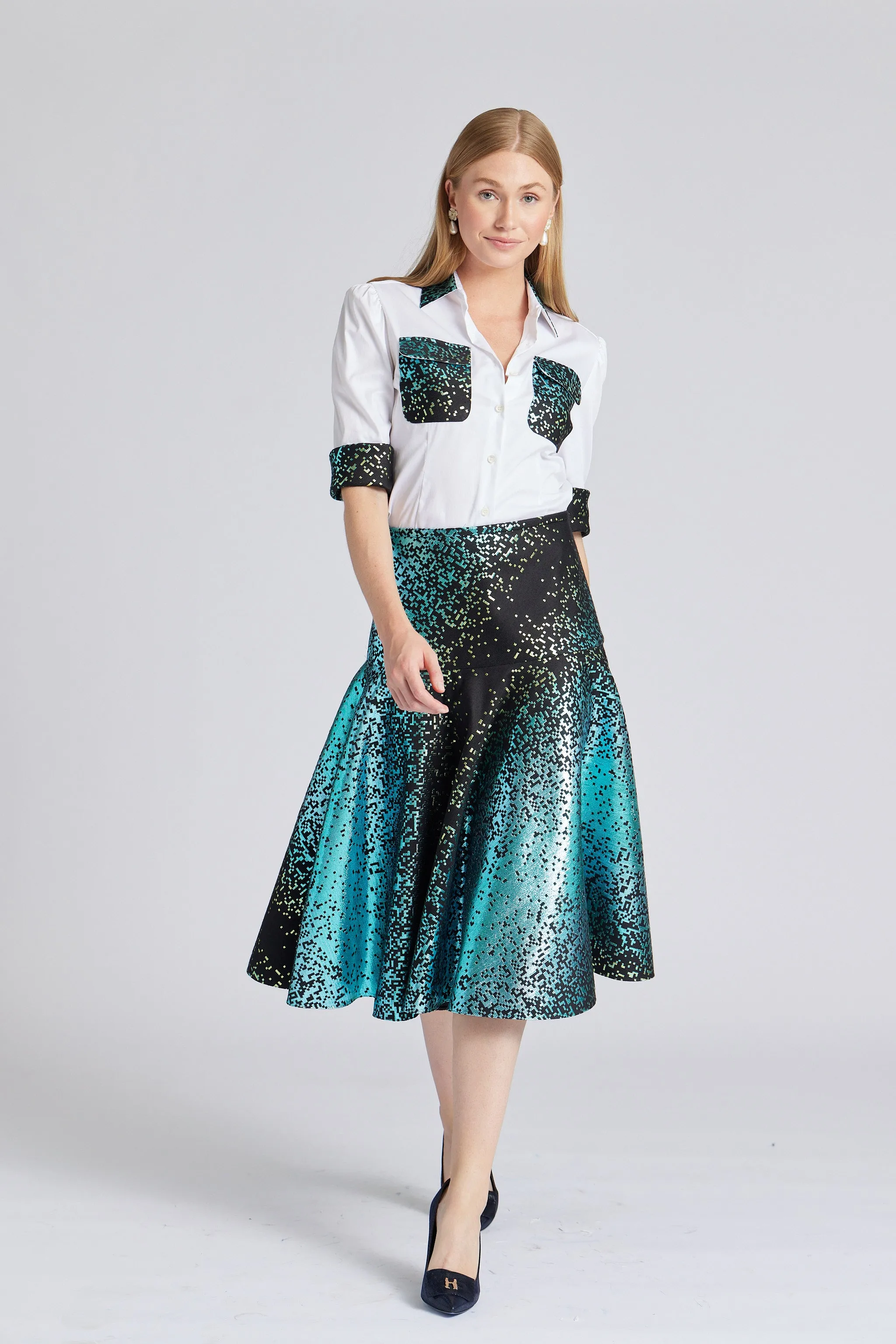 Fancy Camelia Skirt Green Sparkle