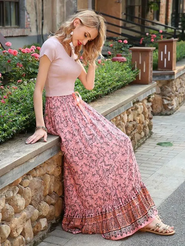 Fashion Printed Elasticity Waist Skirts Bottom