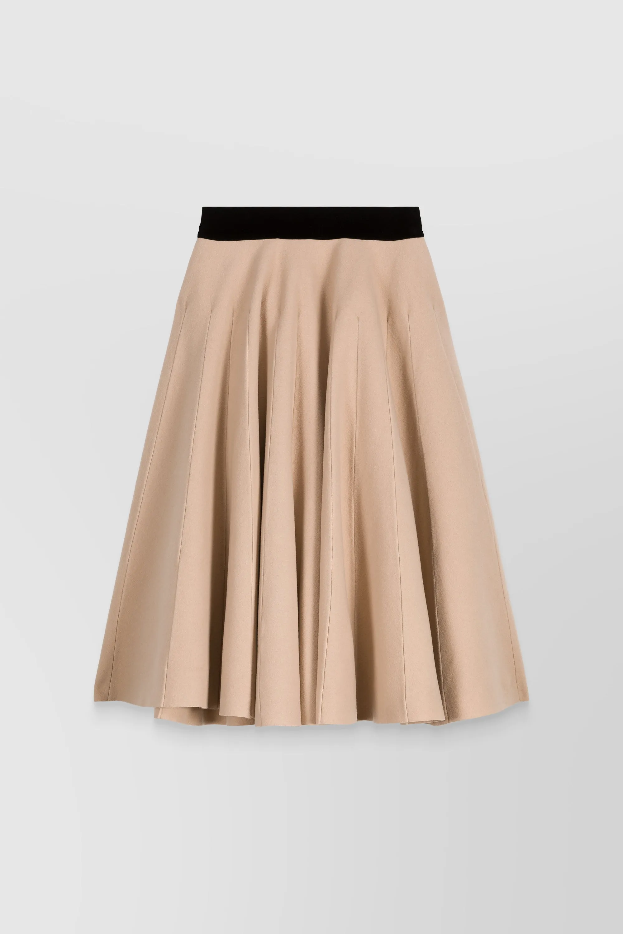 Felt wool pleated midi skirt