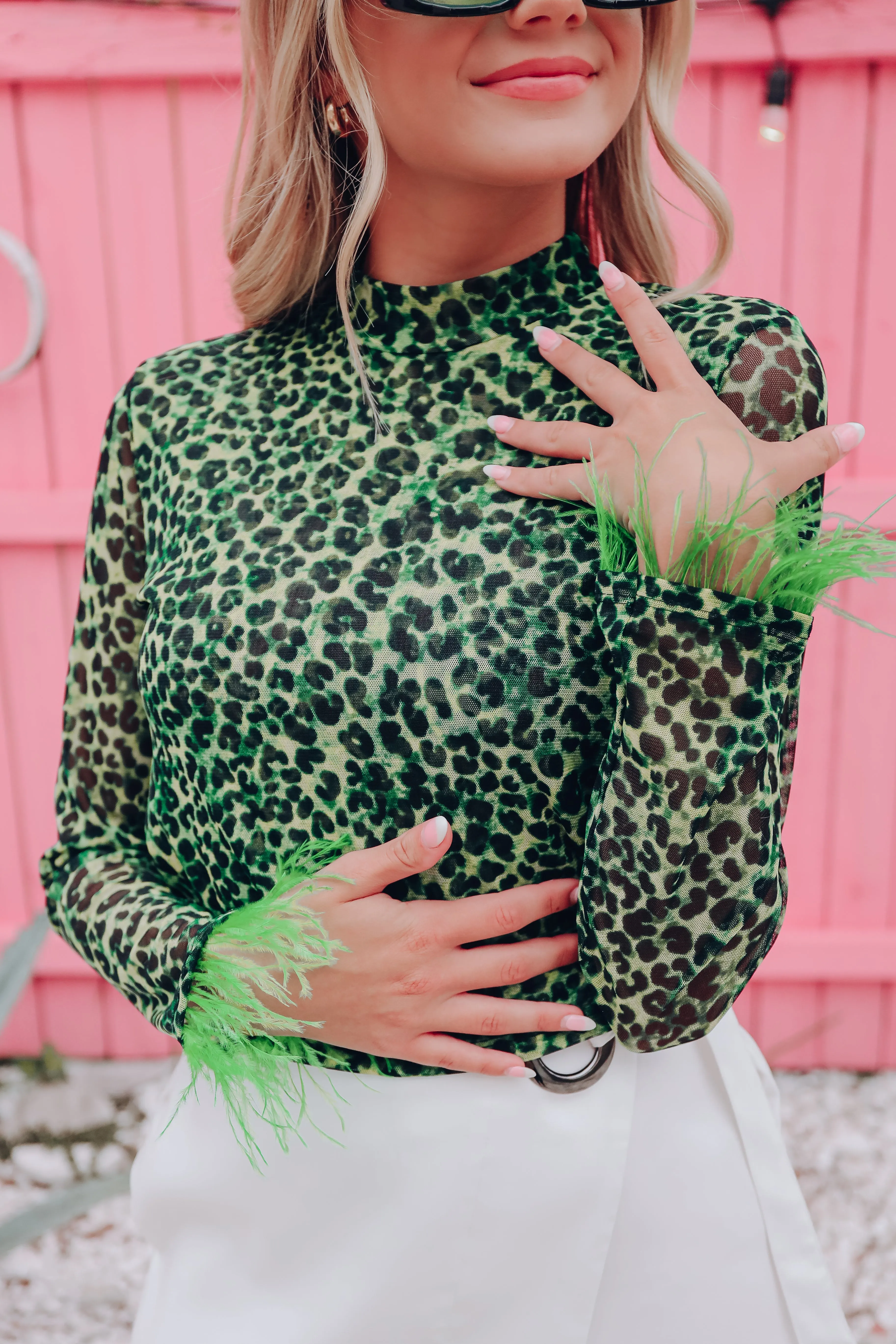 Ferociously Feminine Mesh Crop Top - Green