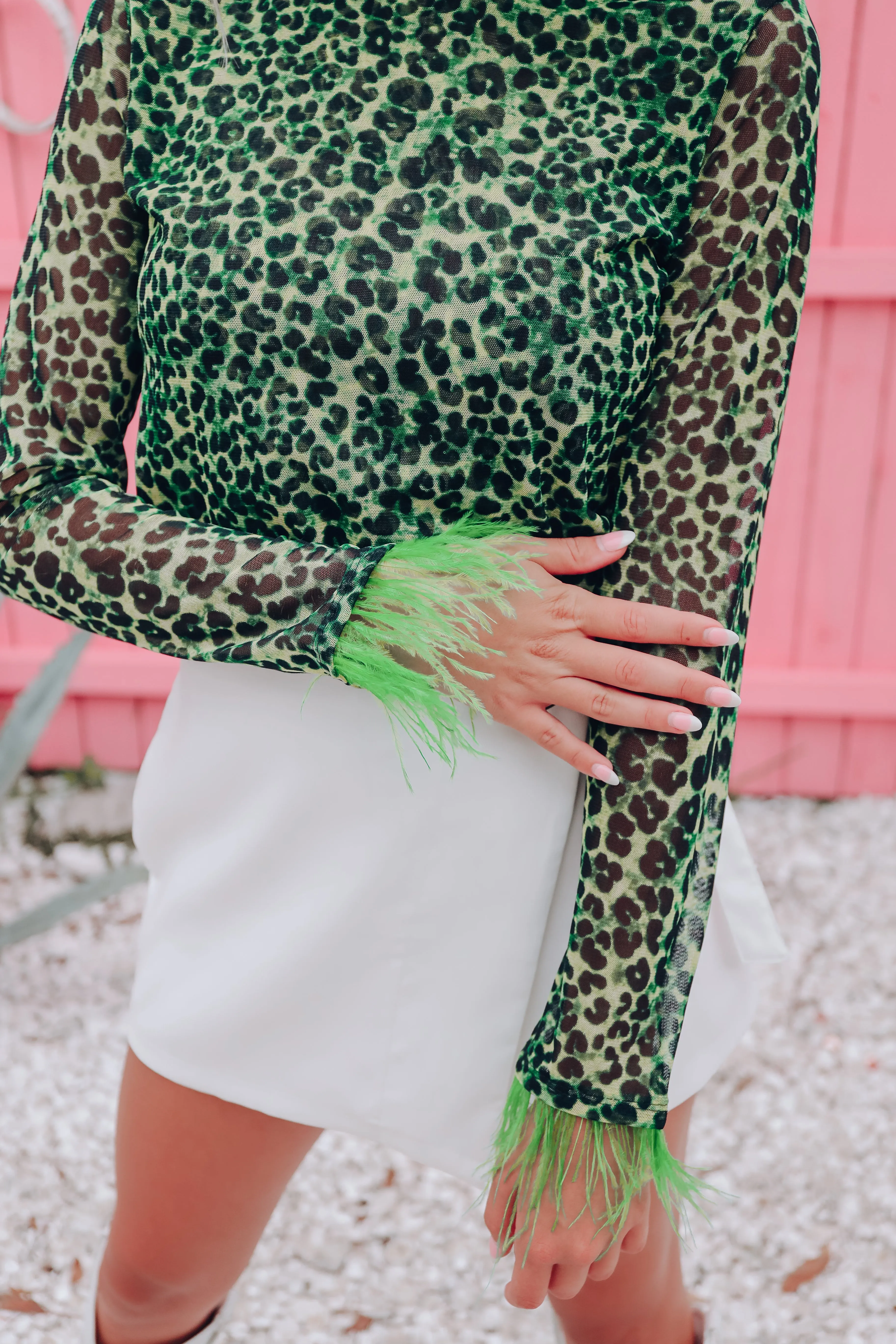 Ferociously Feminine Mesh Crop Top - Green