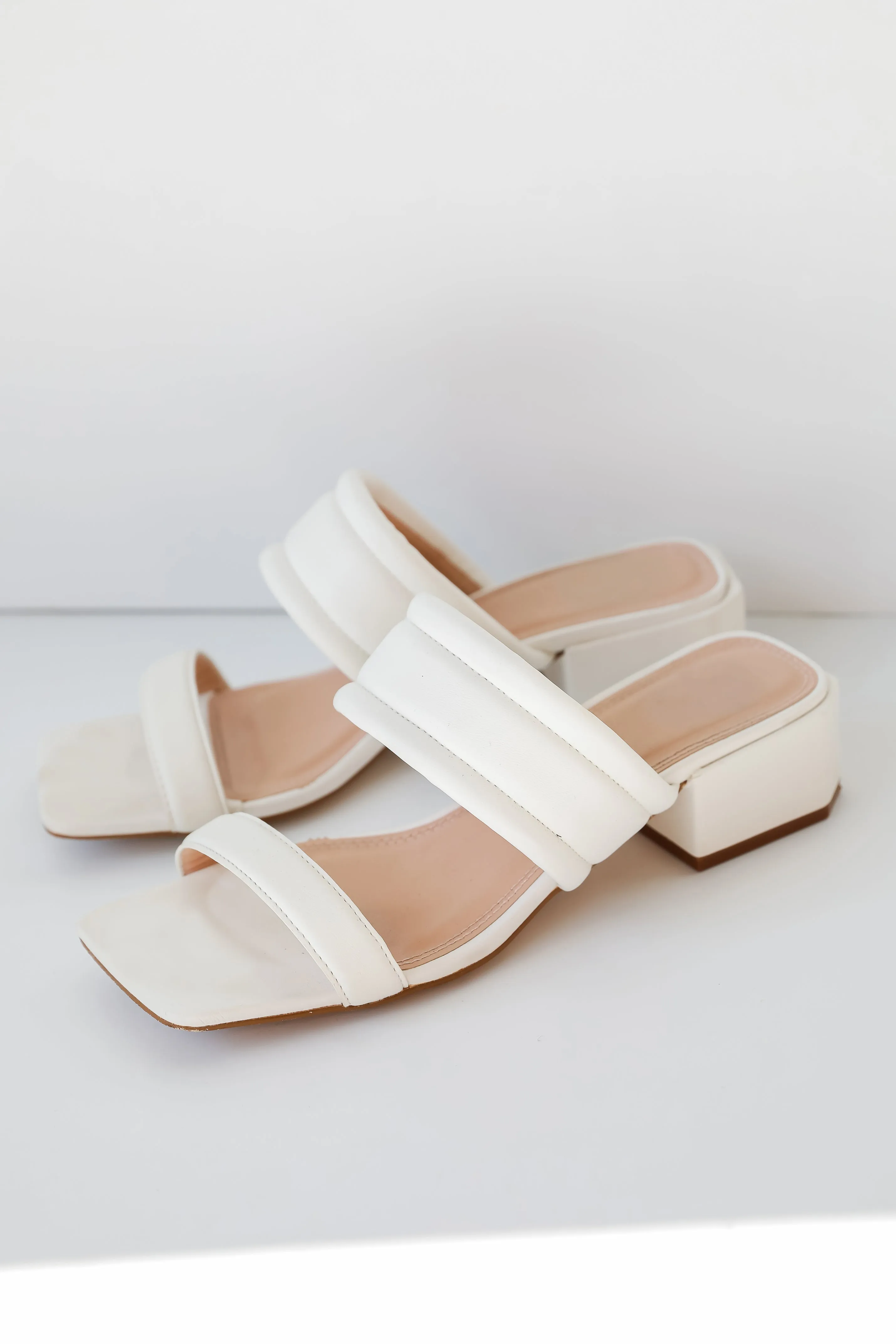 FINAL SALE - Feeling Fine White Double Strap Heels