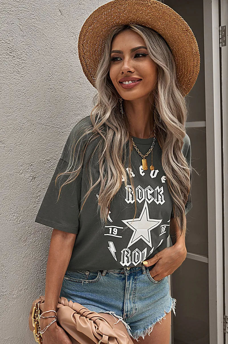 Forever Rock And Roll Graphic Crop Top