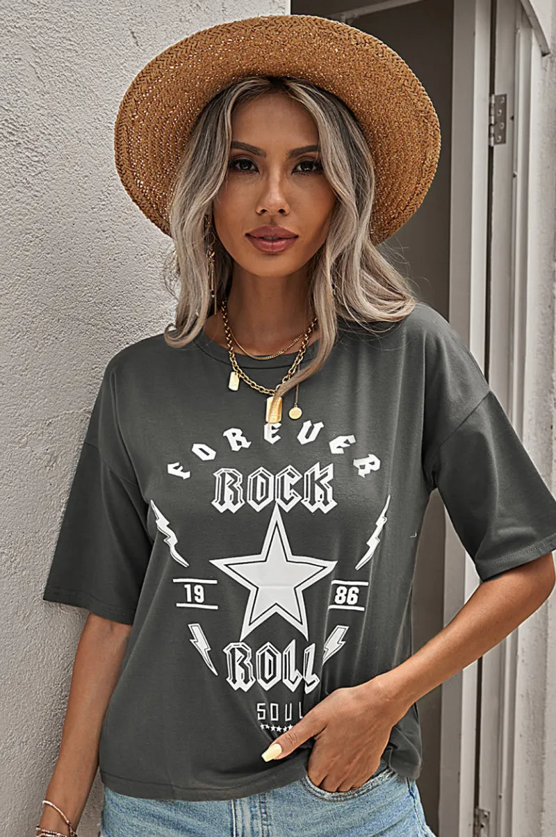 Forever Rock And Roll Graphic Crop Top