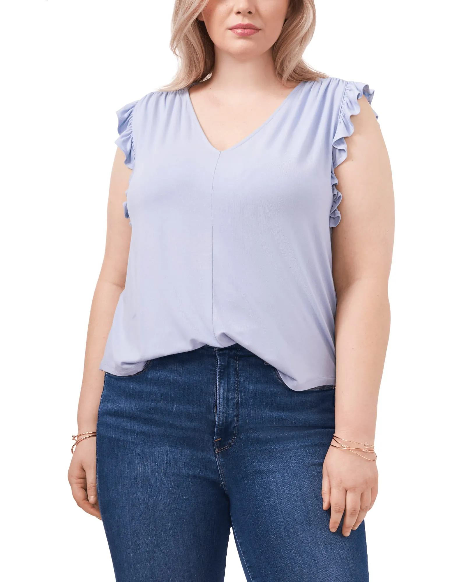 Grace Ruffle Sleeve Top | SOFT SKY