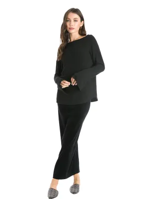 Hard Tail Velour Easy Fit Column Skirt (V-174)