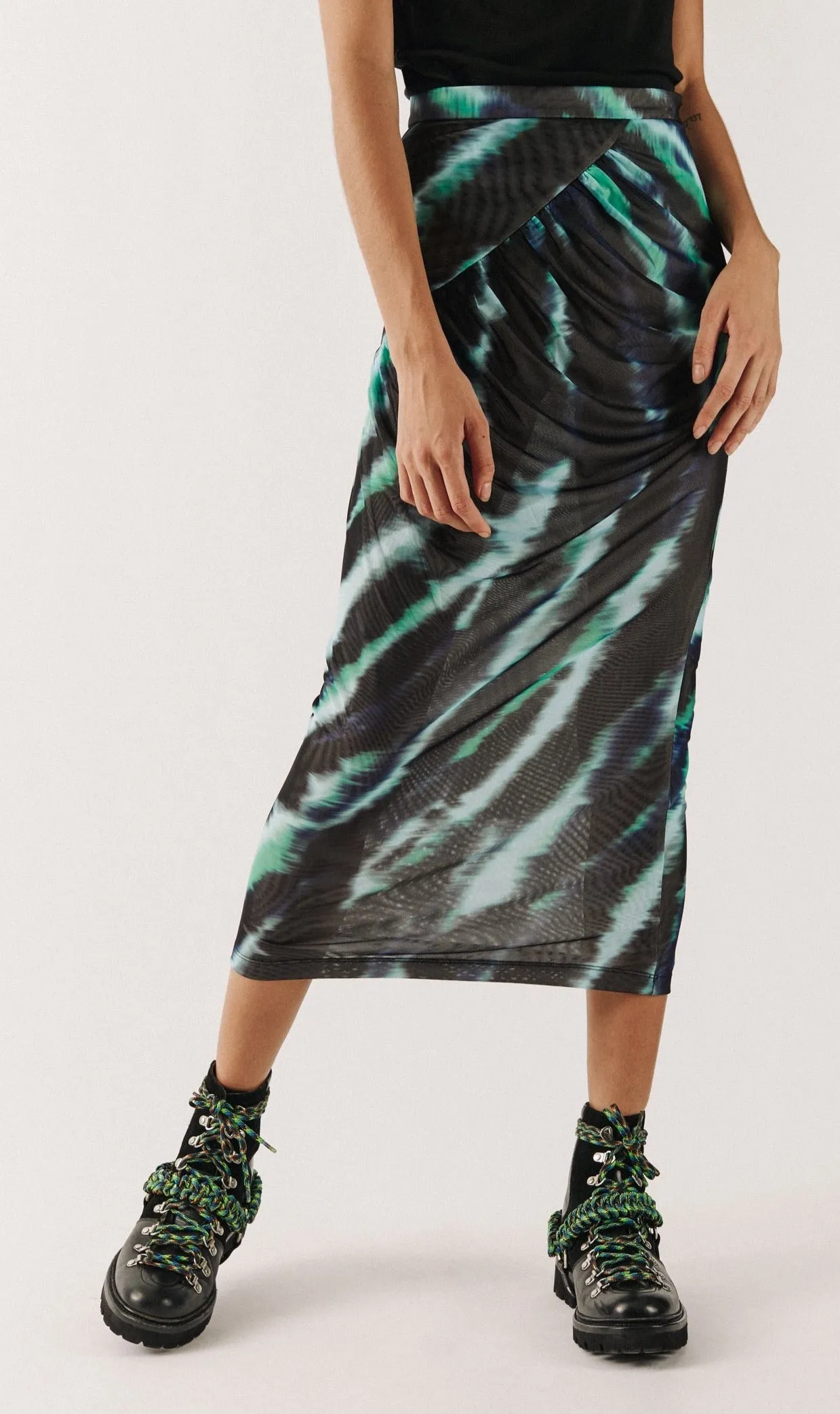 House of Holland Mint Tie Dye Midi Skirt