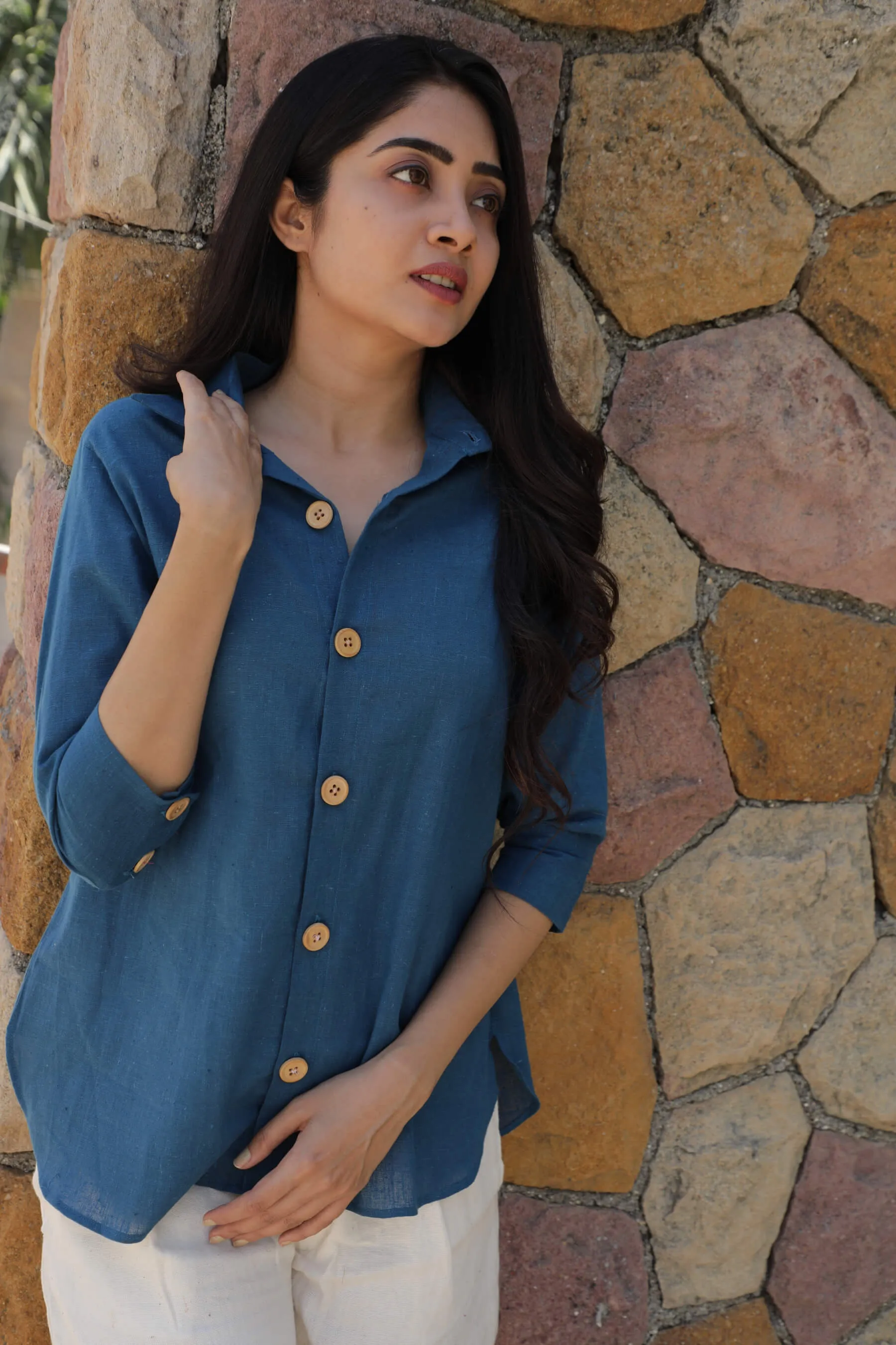 Indigo Blue Kala Cotton Shirt for Women