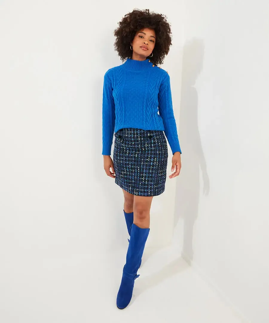 Joe Browns 18 Blue Tiah Tweed Skirt