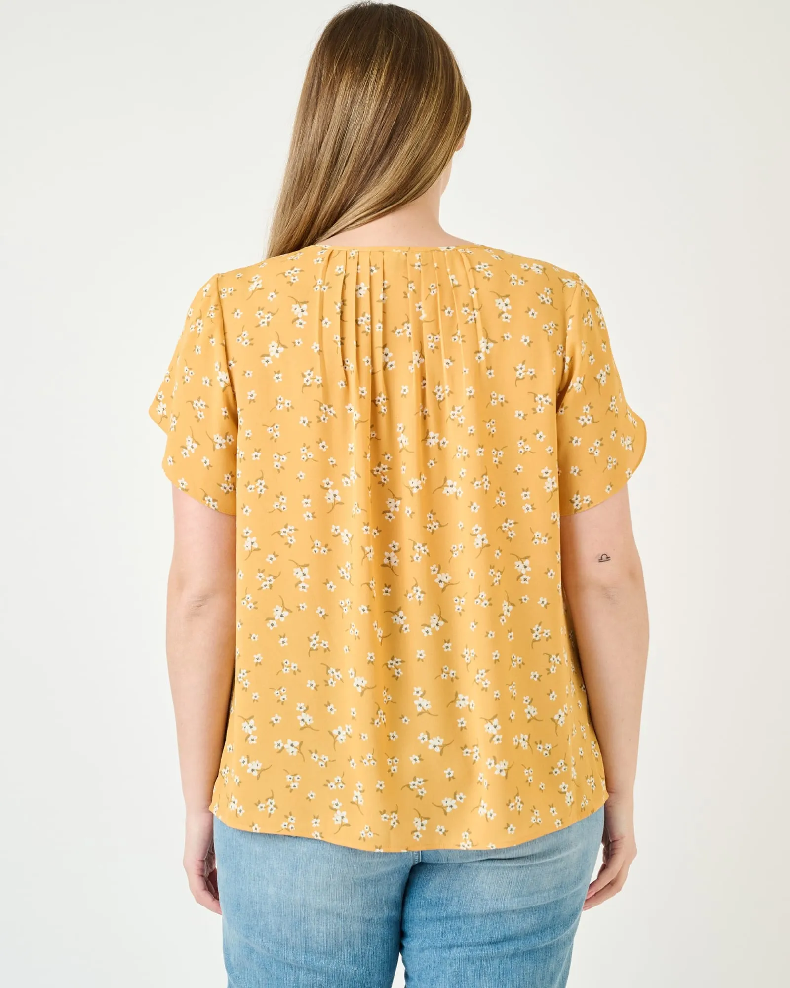 Keilani Floral Top with Lace | N536 YELLOW