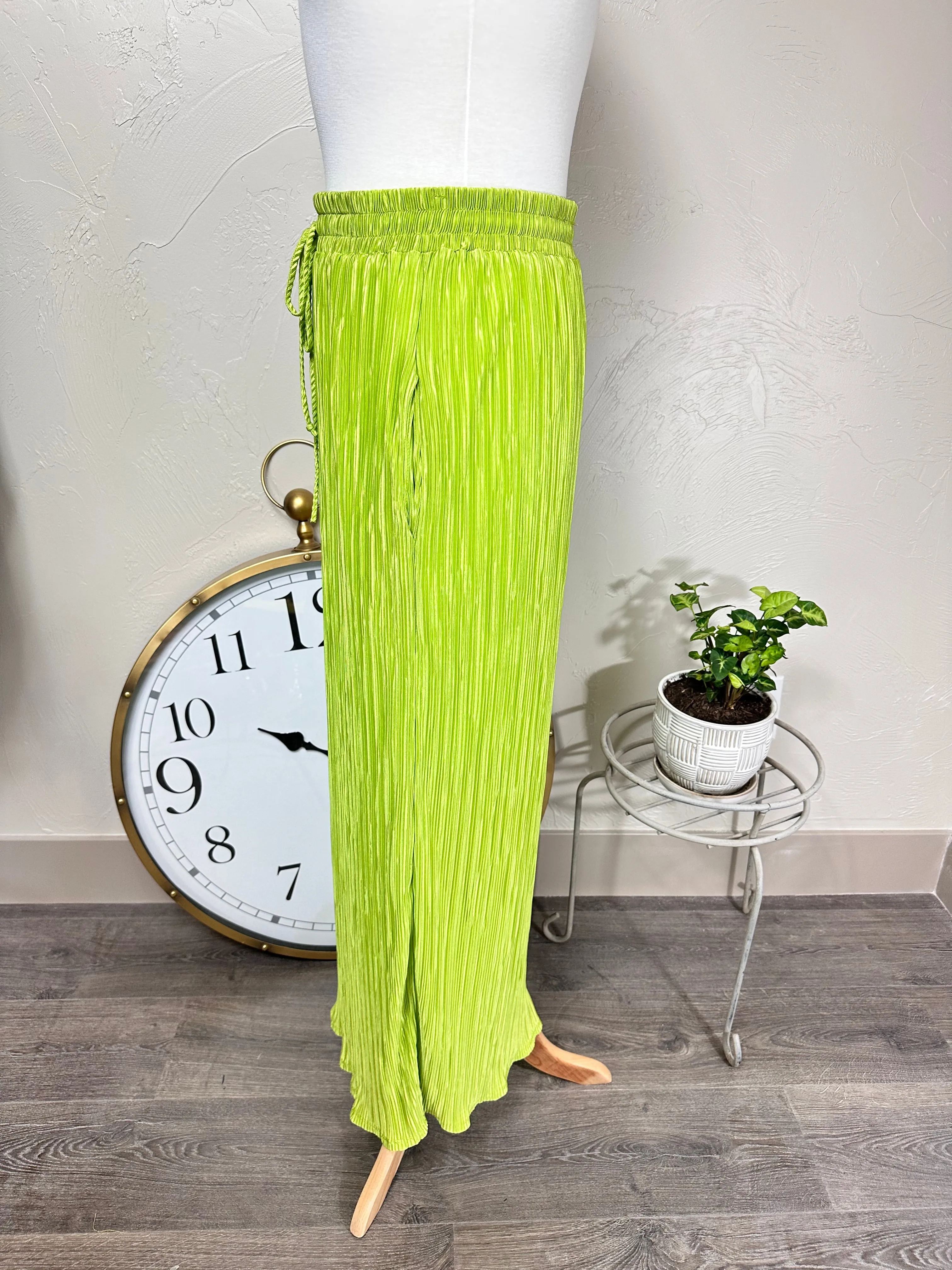 Laney Lou Micro Pleated Long Skirt Lime Green or Black