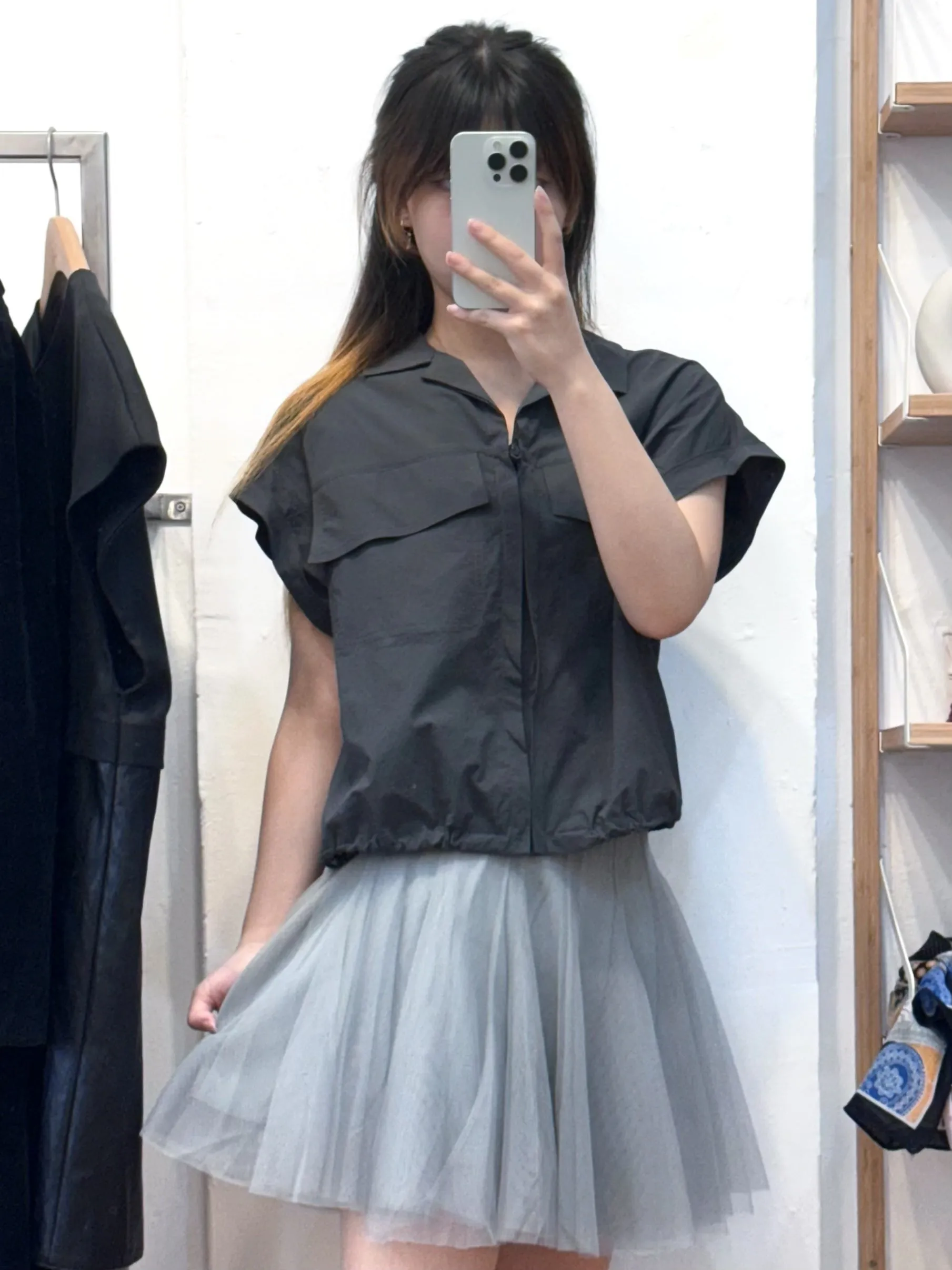 Light Grey Tulle Short Skirt