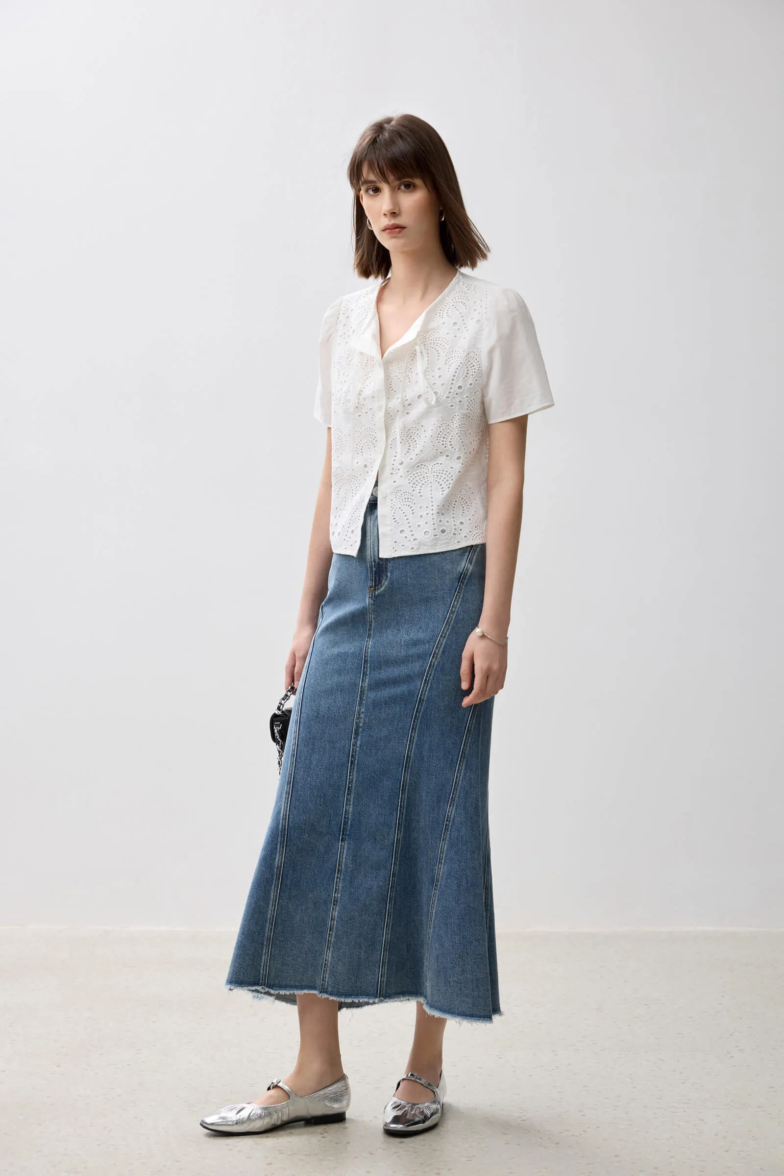 LILY Retro Fishtail Denim Skirt