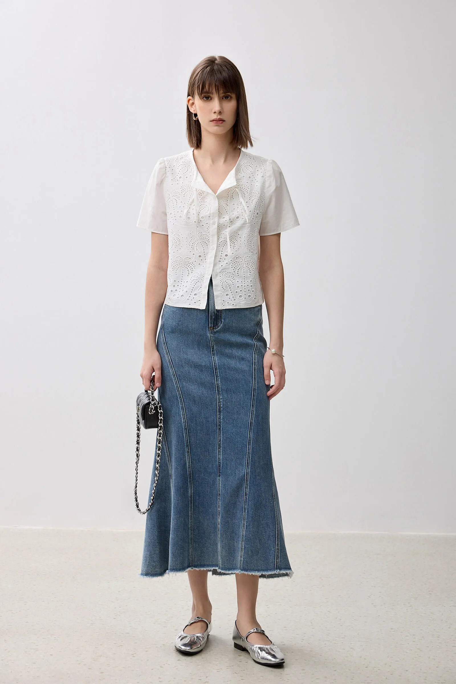 LILY Retro Fishtail Denim Skirt