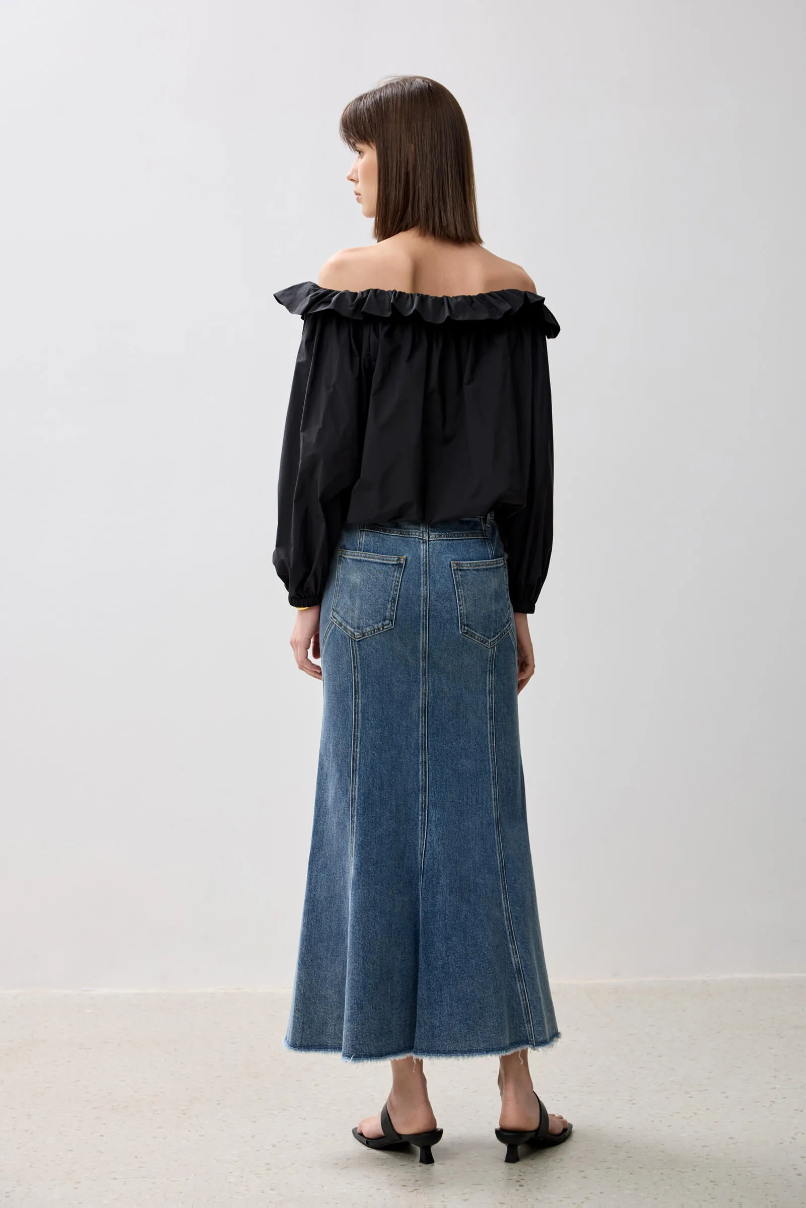 LILY Retro Fishtail Denim Skirt