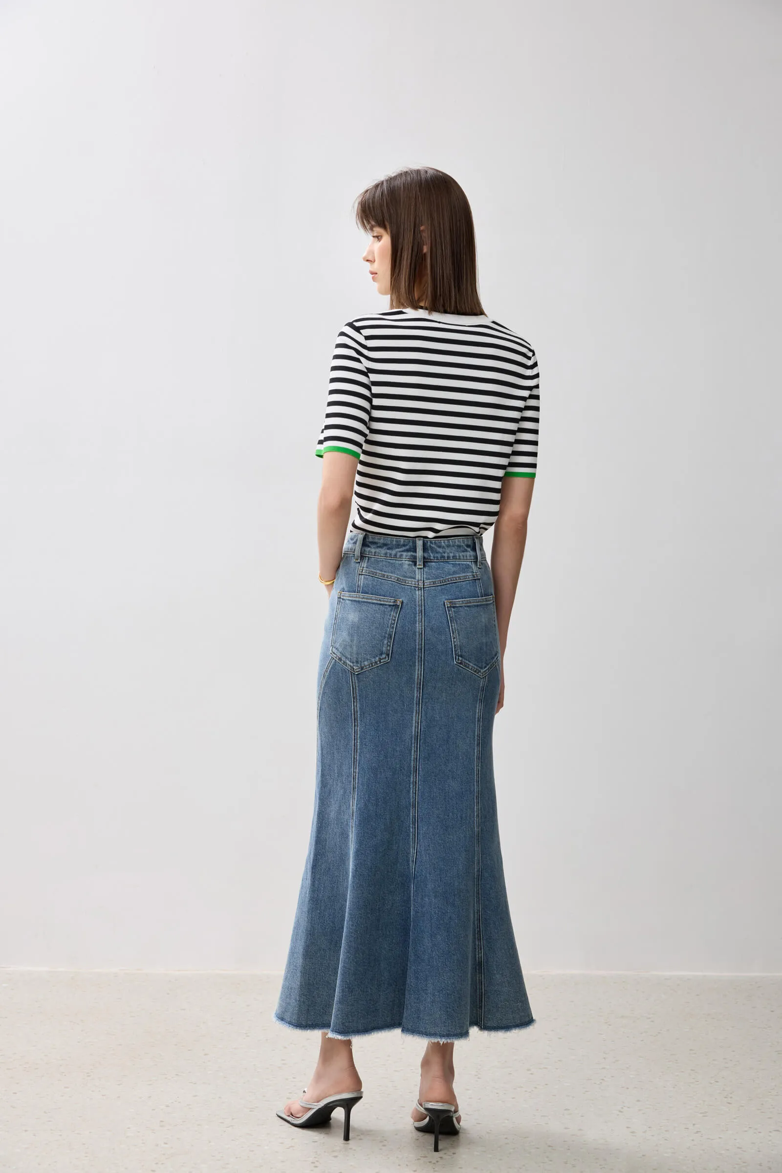 LILY Retro Fishtail Denim Skirt