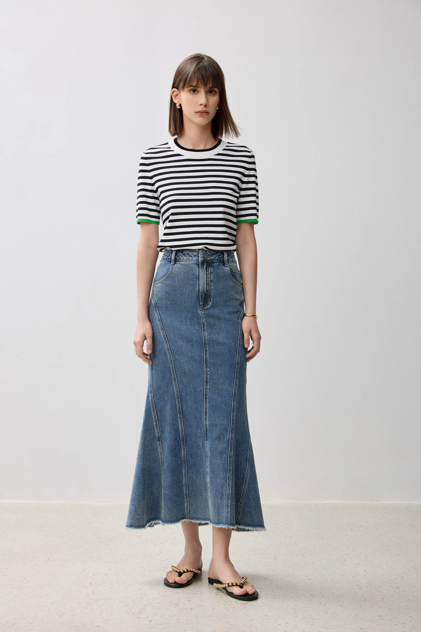 LILY Retro Fishtail Denim Skirt